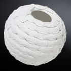 Vază Sferă Decorativă din Ceramică Albă Decorată Fabricată în Italia - Herculaneum Viadurini