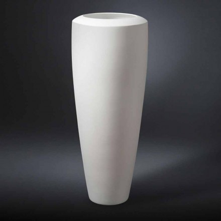 Vază decorativă ceramică albă înaltă, fabricată în Italia - Jacky Viadurini