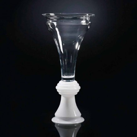 Vaza decorativa din sticla de interior cu baza alba Made in Italy - Catia Viadurini