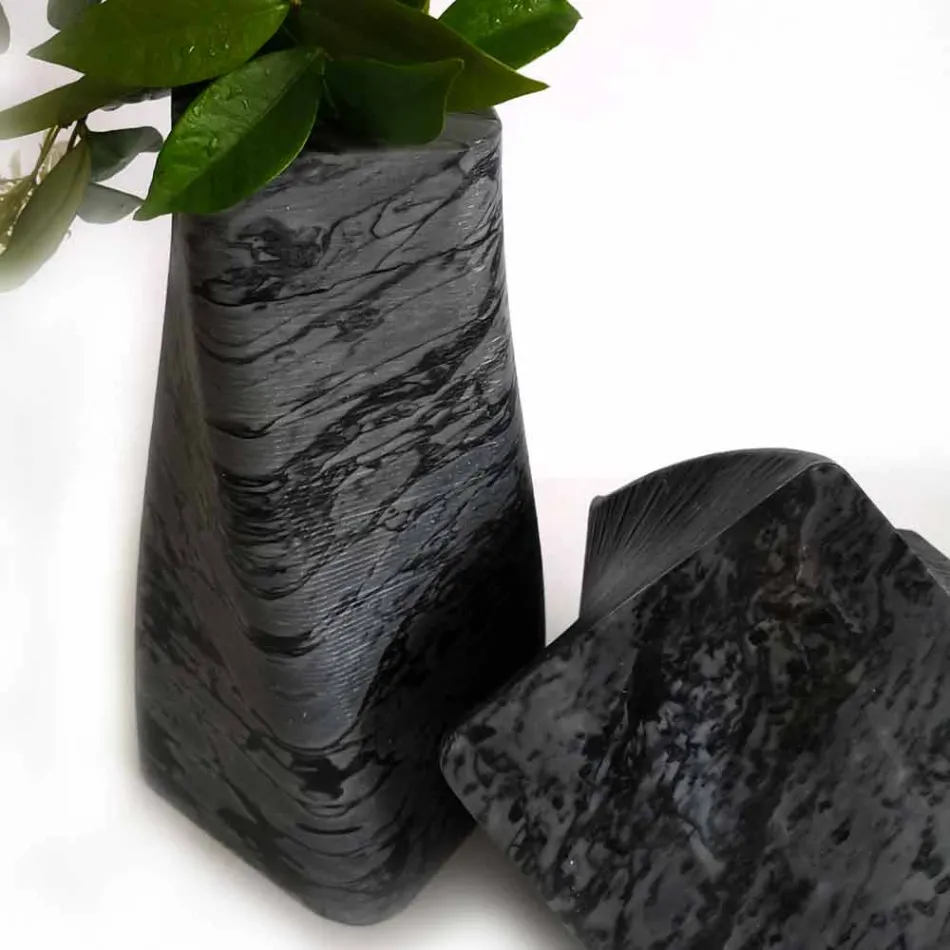 Vază de design decorativ în marmură Bardiglio sau Carrara Fabricată în Italia - Prisma Viadurini