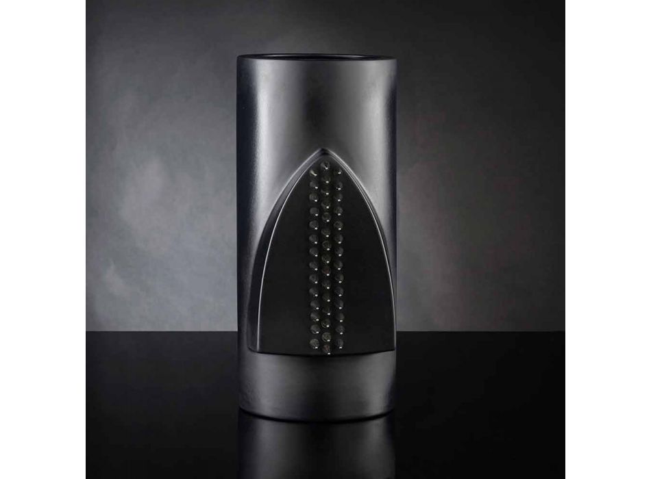 Vaza decorativă din ceramică neagră mată Fabricată manual în Italia - Medina Viadurini