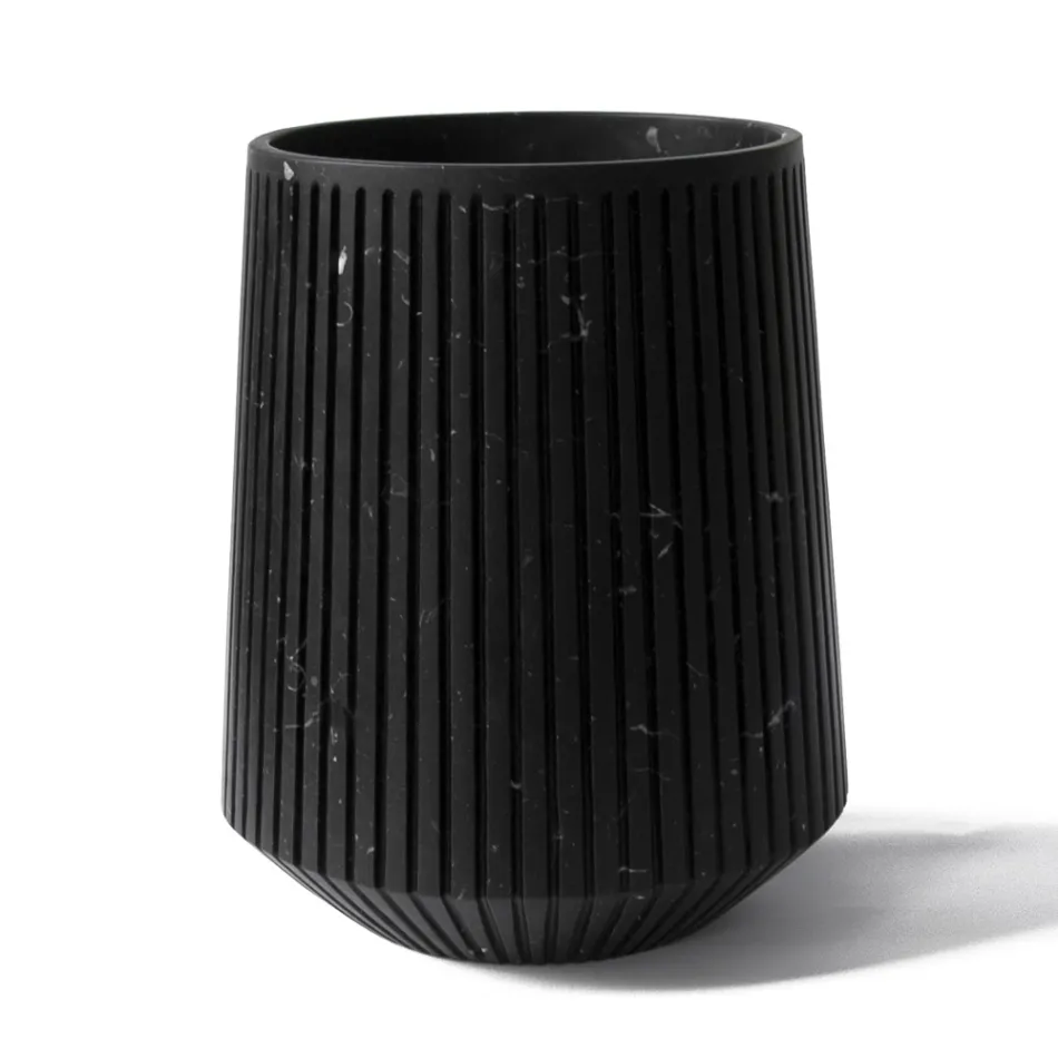 Vază decorativă în marmură albă de Carrara sau design Portoro cu dungi - Cairo Viadurini