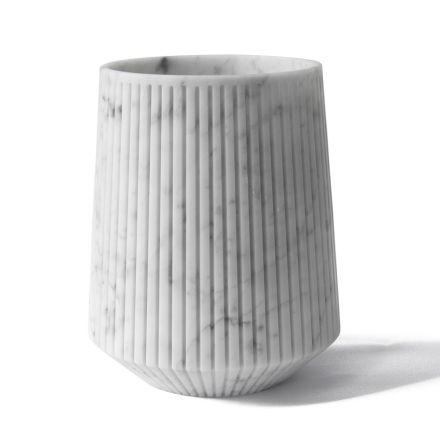 Vază decorativă în marmură albă de Carrara sau design Portoro cu dungi - Cairo Viadurini