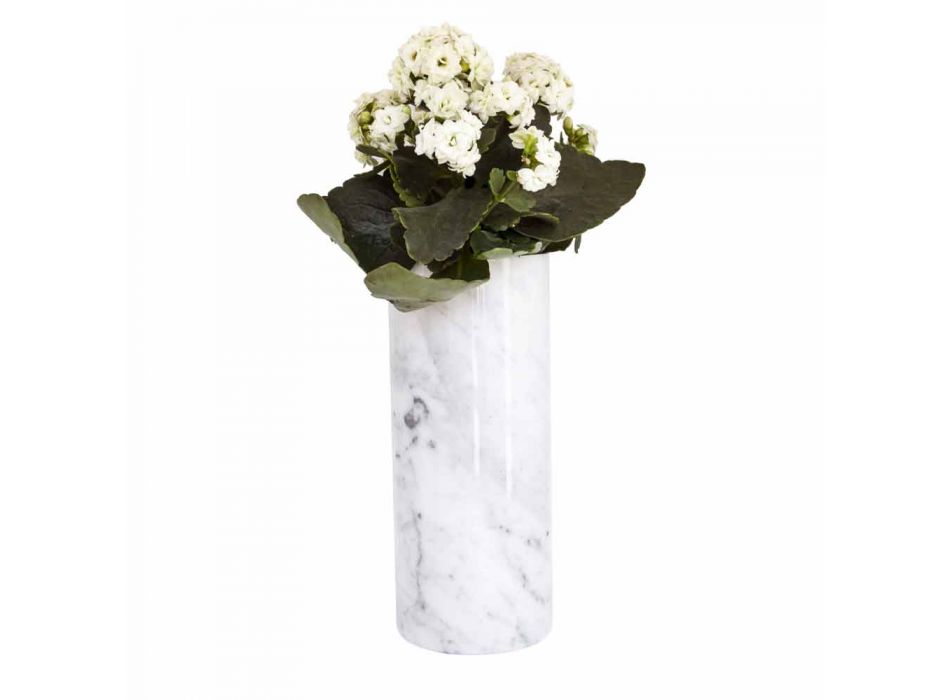 Vază decorativă din marmură albă de Carrara fabricată în design italian - Nevea Viadurini