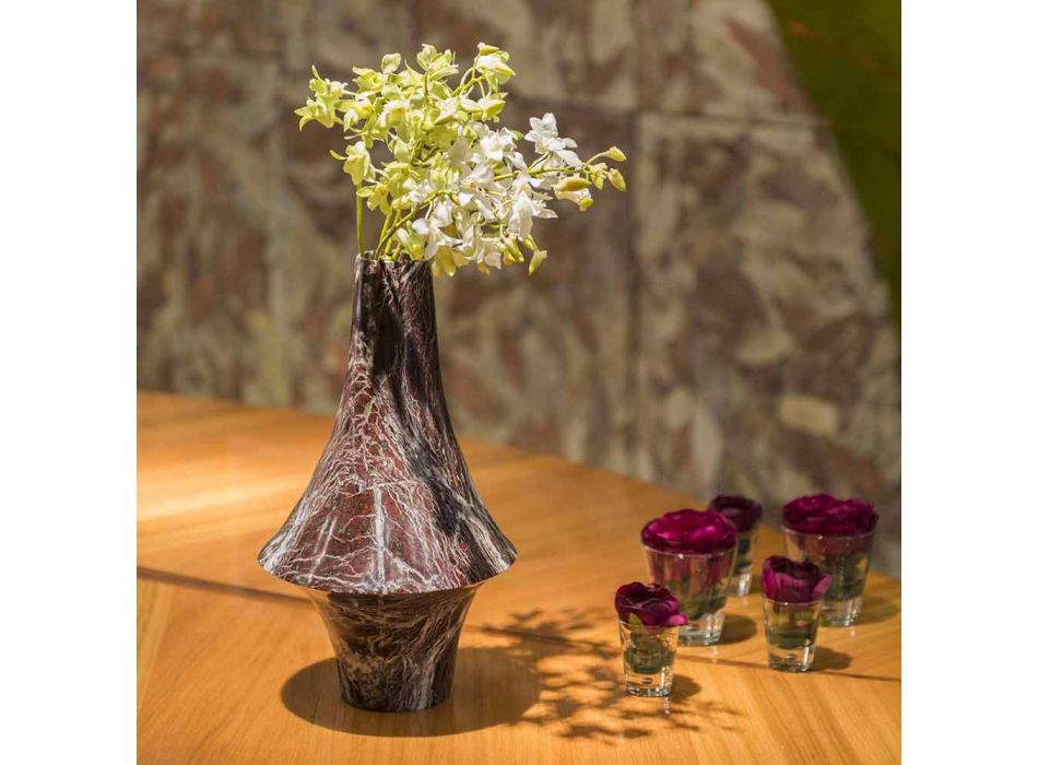Vaza decorativă în marmură roșie cu vene albe Made in Italy - Original Viadurini