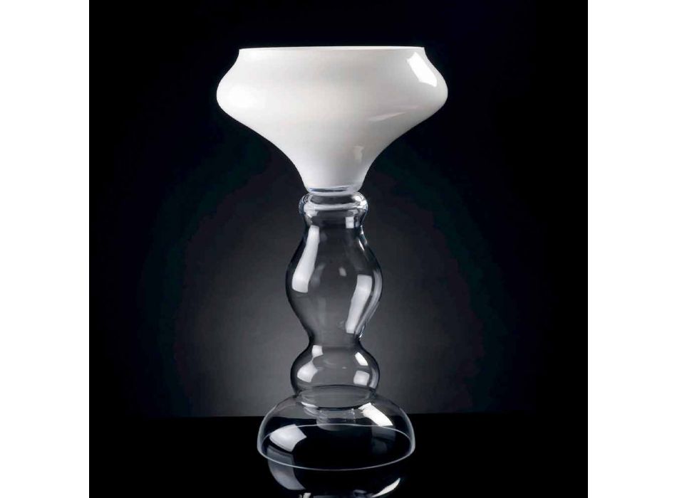 Vaza decorativă modernă din sticlă albă și transparentă Made in Italy - Vulcano Viadurini