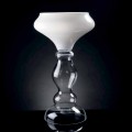 Vaza decorativă modernă din sticlă albă și transparentă Made in Italy - Vulcano