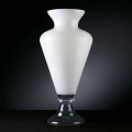 Vaza decorativa moderna din sticla transparenta si alba Made in Italy - Romantic