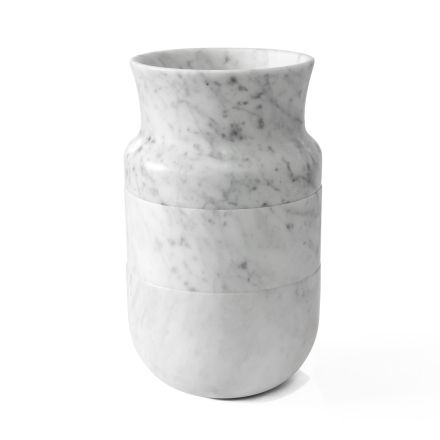 Decor vaza in marmura alba de Carrara si design negru Marquinia - Calar Viadurini