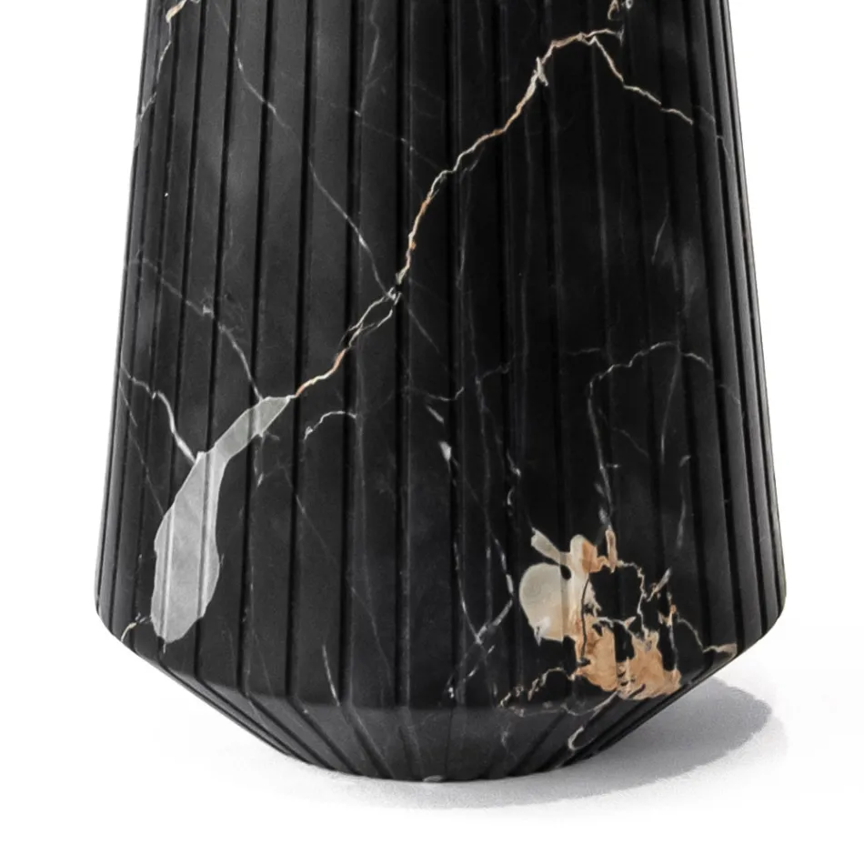 Vază din marmură albă de Carrara sau design în dungi Portoro negru - Cairo Viadurini