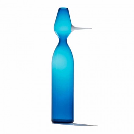 Vază de design modern în sticlă suflată de Murano albastră fabricată în Italia - Nas Viadurini