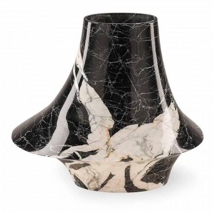 Vaza de interior elegantă din marmură albă și neagră Made in Italy - Original Viadurini