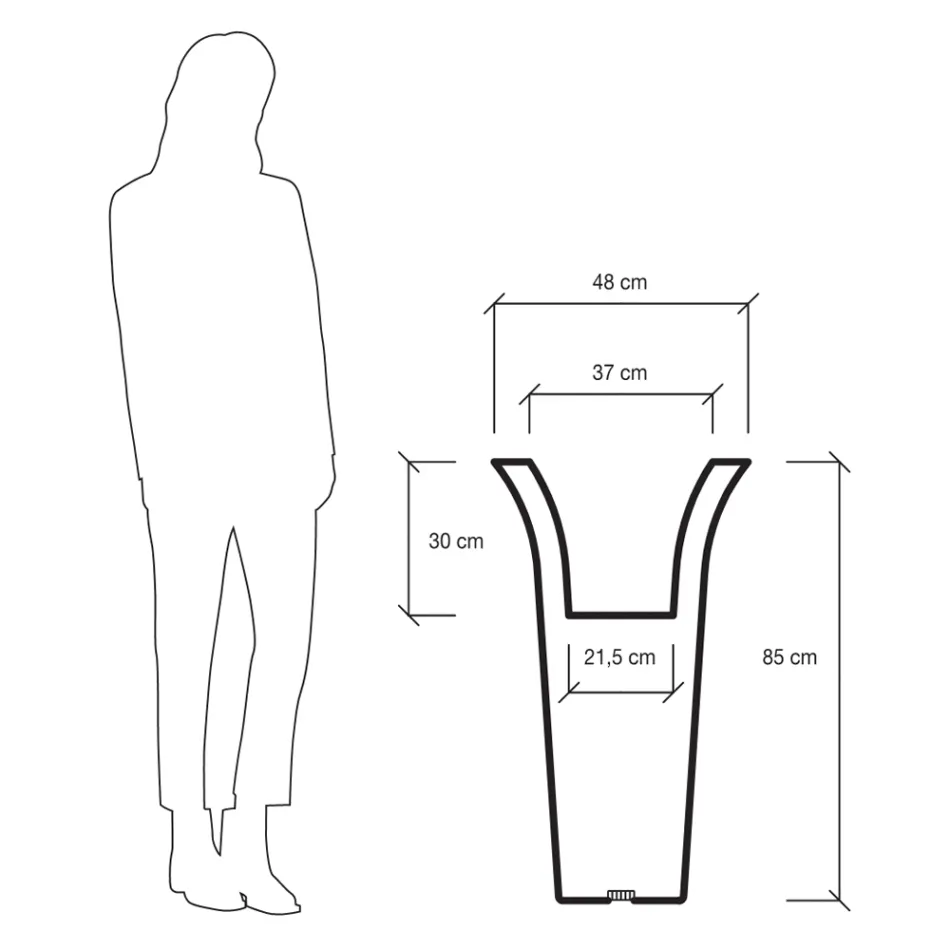 Jardiniera rotunda de gradina din polietilena Made in Italy - Tremont Viadurini