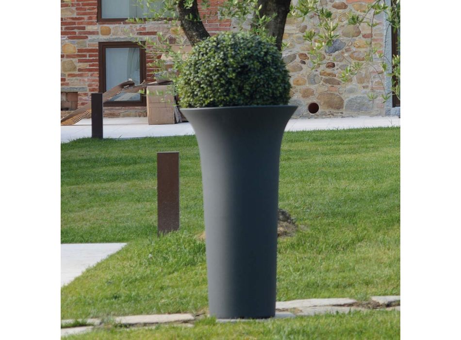 Jardiniera rotunda de gradina din polietilena Made in Italy - Tremont Viadurini