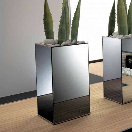 Vază și structură de oglinzi geometrice independente din lemn și oțel - Ghenna Viadurini