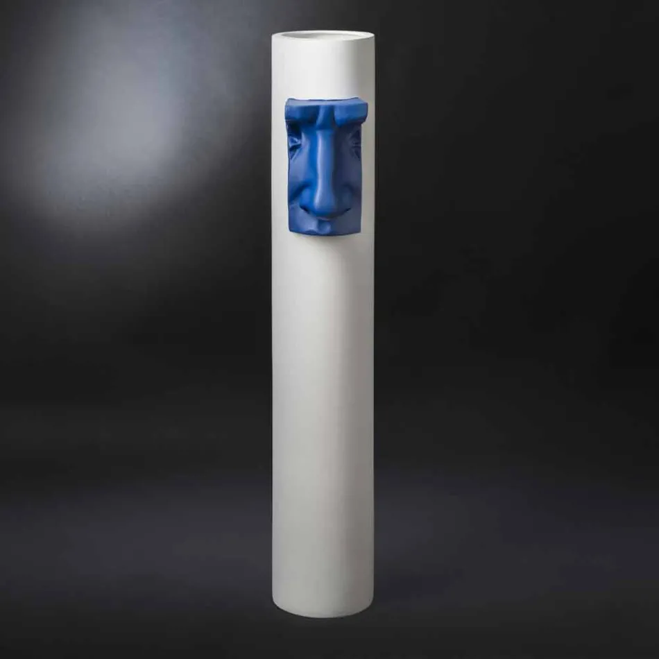 Vaza ceramică albă cu inserție colorată Lucrat manual în Italia - Monte Viadurini