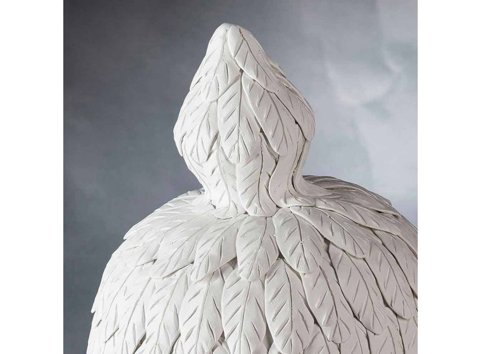 Vază din ceramică albă de design cu decorațiuni realizate manual în Italia - Verio Viadurini