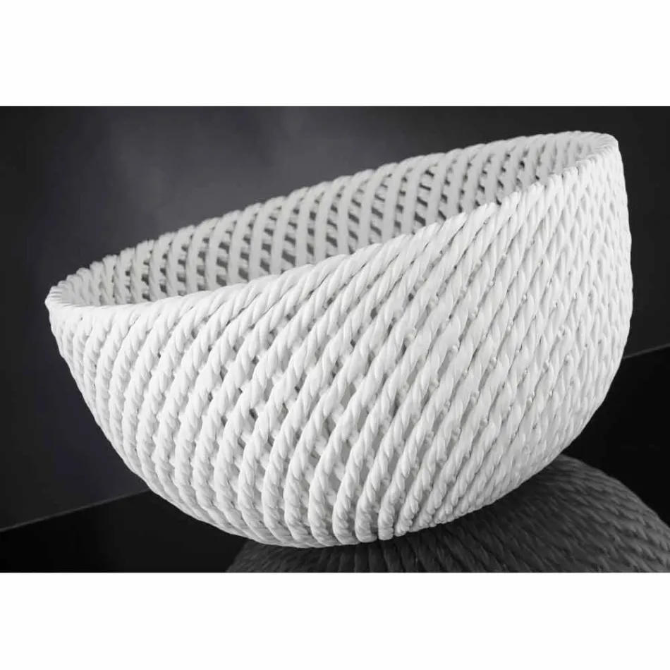 Vază ceramică manuală cu bătătură țesută Fabricată în Italia - Napoleon Viadurini