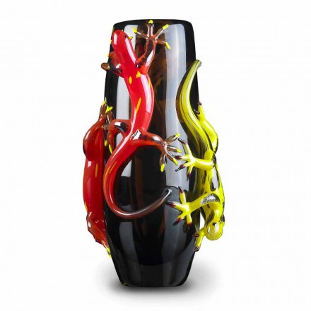 Vază de sticlă colorată cu Geckos Fabricată manual în Italia - Geco Viadurini