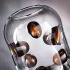 Vază din sticlă suflată de Murano cu detalii colorate Made in Italy - Trapani Viadurini