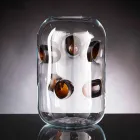 Vază din sticlă suflată de Murano cu detalii colorate Made in Italy - Trapani Viadurini