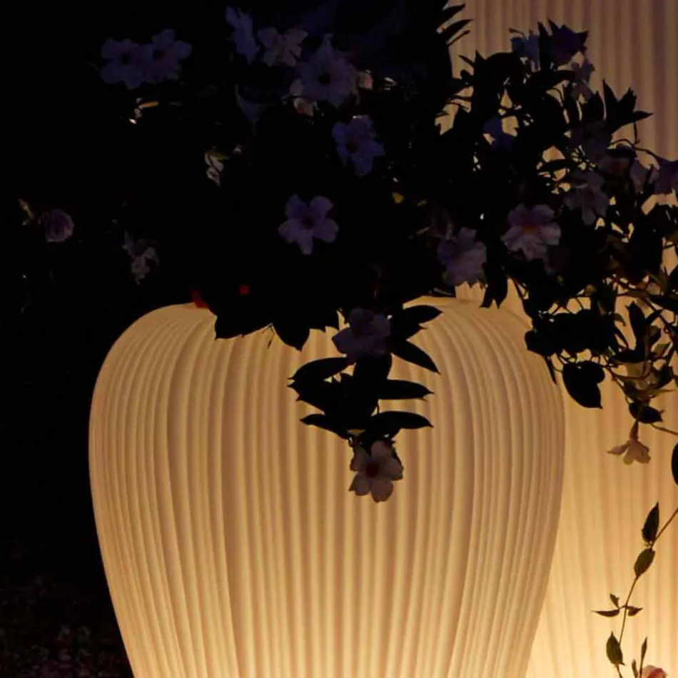 Vază de exterior modernă, luminoasă, din polietilenă, 2 bucăți - piele de Myyour Viadurini