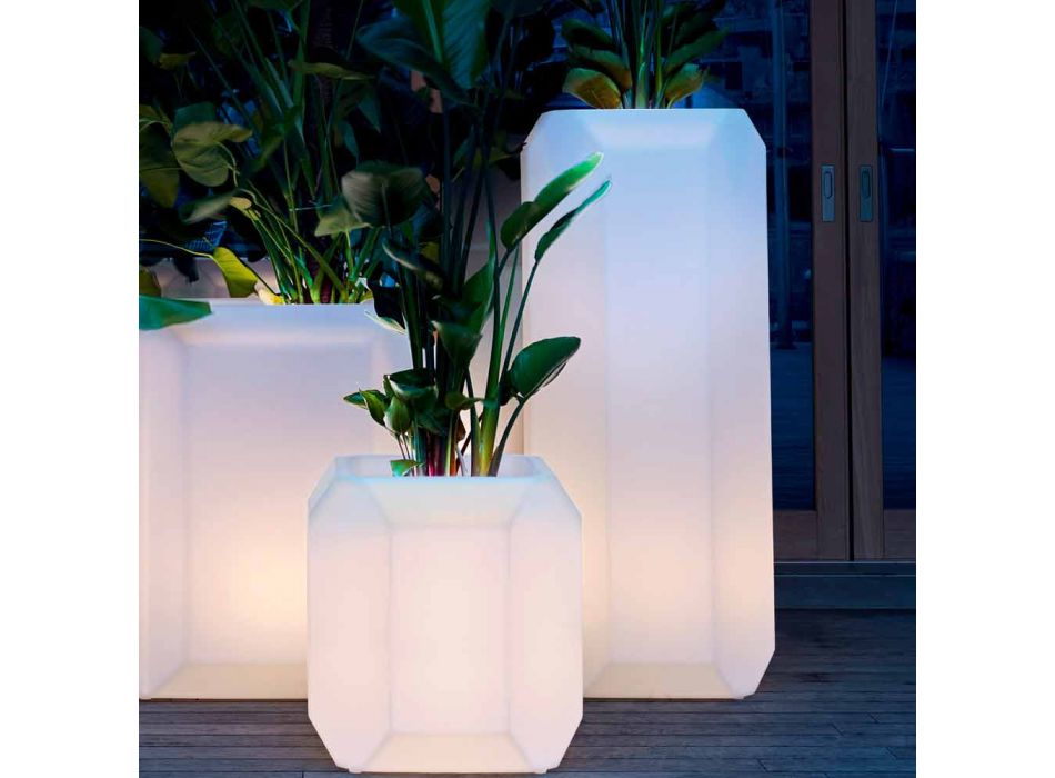 Vaza luminoasă din plastic pentru exterior sau interior, 3 dimensiuni - Gem de Myyour Viadurini