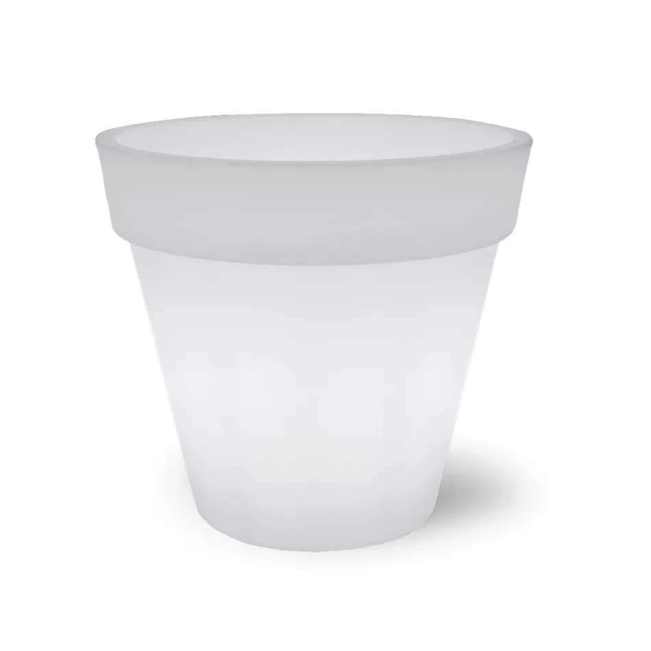 Vasă Luminoasă pentru Exterior din Polietilenă Albă Made in Italy - Taralla Viadurini