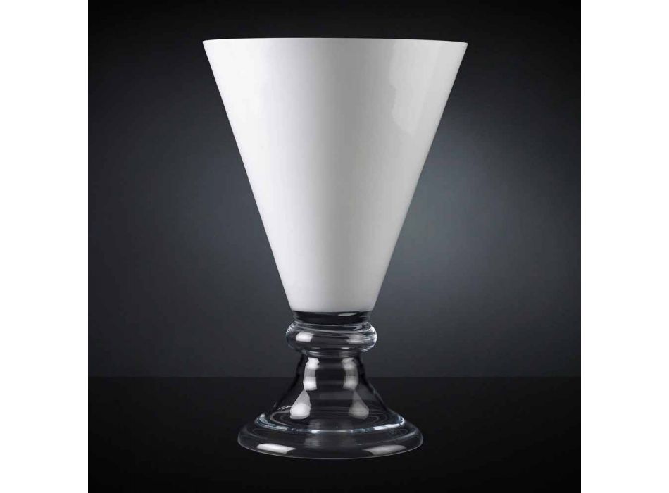 Vaza de interior modernă din sticlă albă și transparentă Made in Italy - Romantic Viadurini