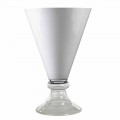 Vaza de interior modernă din sticlă albă și transparentă Made in Italy - Romantic