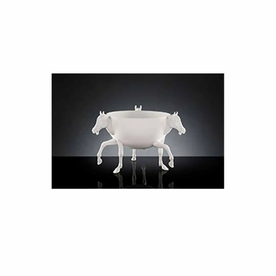 Vaza ornamentală de interior din ceramică albă sau aur de 24k Made in Italy - Jacky Viadurini