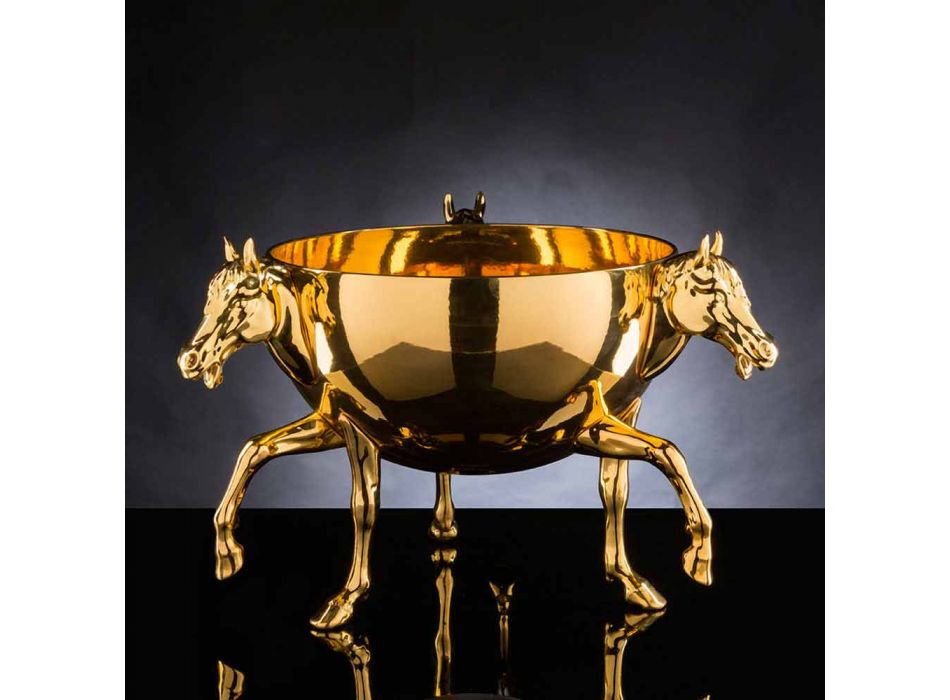 Vaza ornamentală de interior din ceramică albă sau aur de 24k Made in Italy - Jacky Viadurini