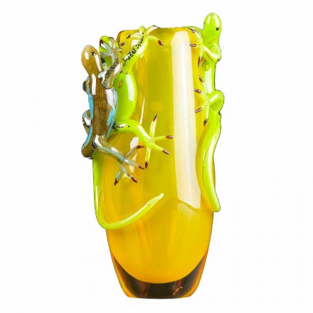 Vază ornamentală din sticlă colorată Fabricată manual în Italia - Geco Viadurini