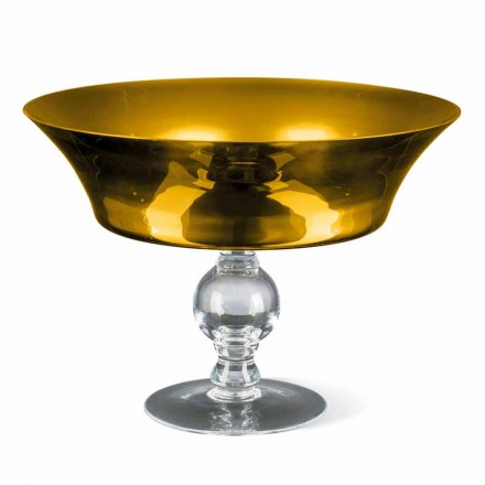 Vaza ornamentală din aur și sticlă suflată transparentă fabricată în Italia - Delfino Viadurini