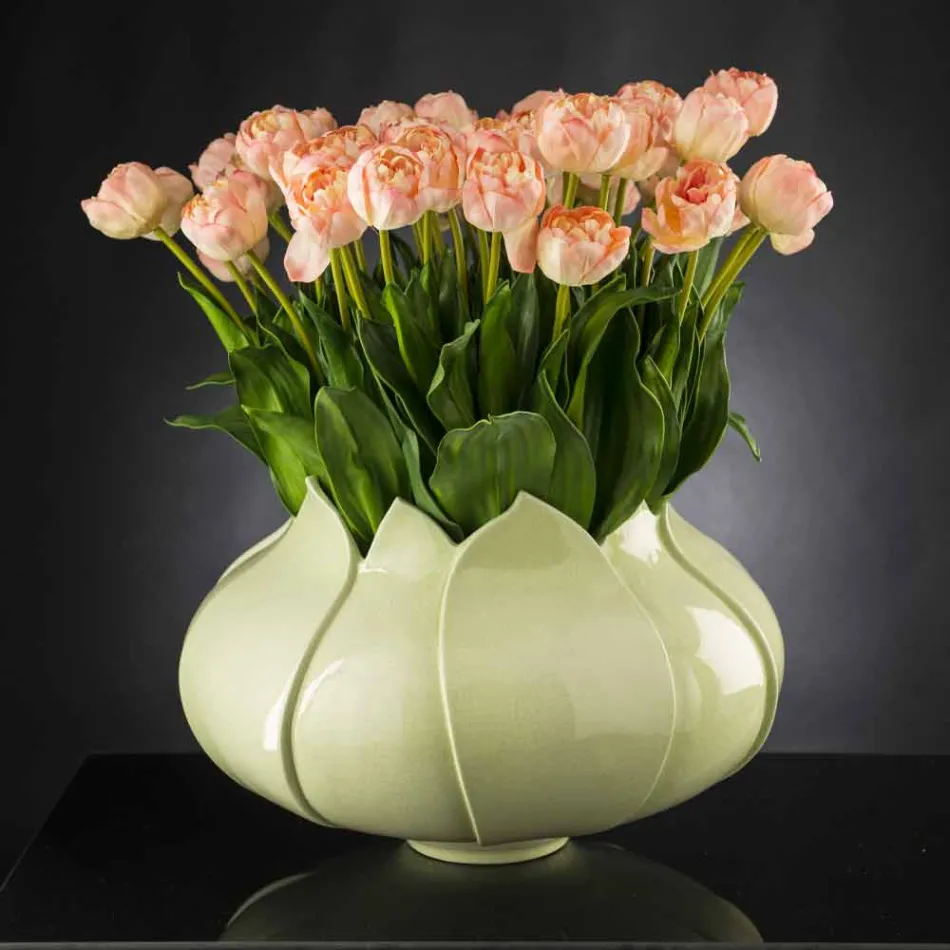 Vază ornamentală modernă din ceramică colorată realizată manual în Italia - Onix Viadurini