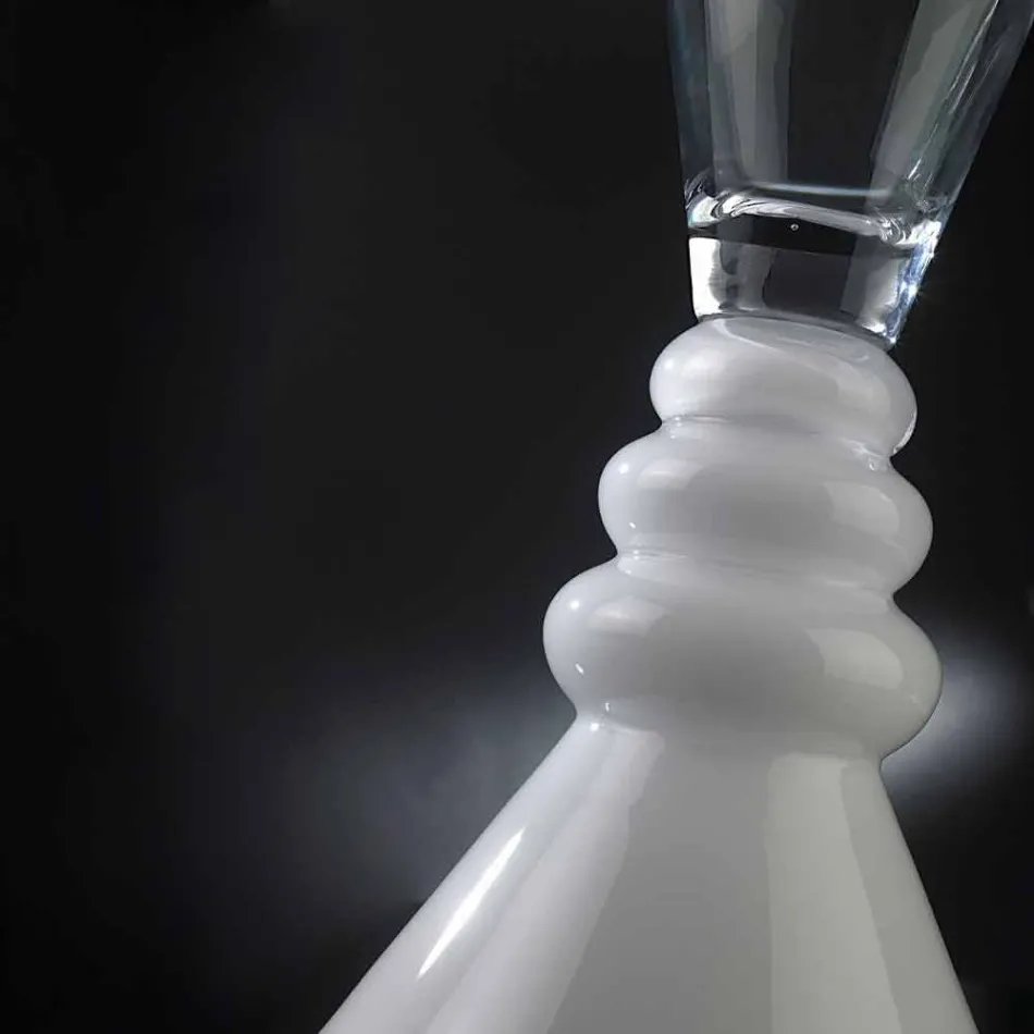 Vaza cu flori din sticlă albă și transparentă Made in Italy - Aramis Viadurini