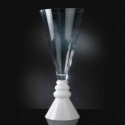 Vaza cu flori din sticlă albă și transparentă Made in Italy - Aramis Viadurini