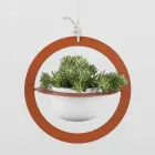 Vaza cu flori suspendata din otel si ceramica Made in Italy - Leotta Viadurini