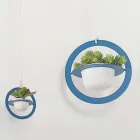 Vaza cu flori suspendata din otel si ceramica Made in Italy - Leotta Viadurini