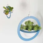 Vaza cu flori suspendata din otel si ceramica Made in Italy - Leotta Viadurini