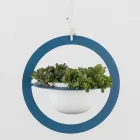 Vaza cu flori suspendata din otel si ceramica Made in Italy - Leotta Viadurini