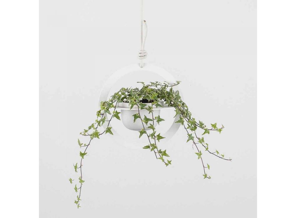 Vaza cu flori suspendata din otel si ceramica Made in Italy - Leotta Viadurini