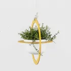 Vaza cu flori suspendata din otel si ceramica Made in Italy - Leotta Viadurini