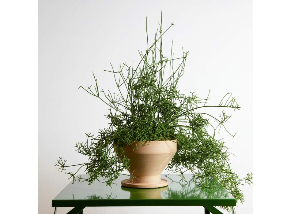 Vază de flori de design în teracotă cu farfurie Made in Italy - Ettie Viadurini