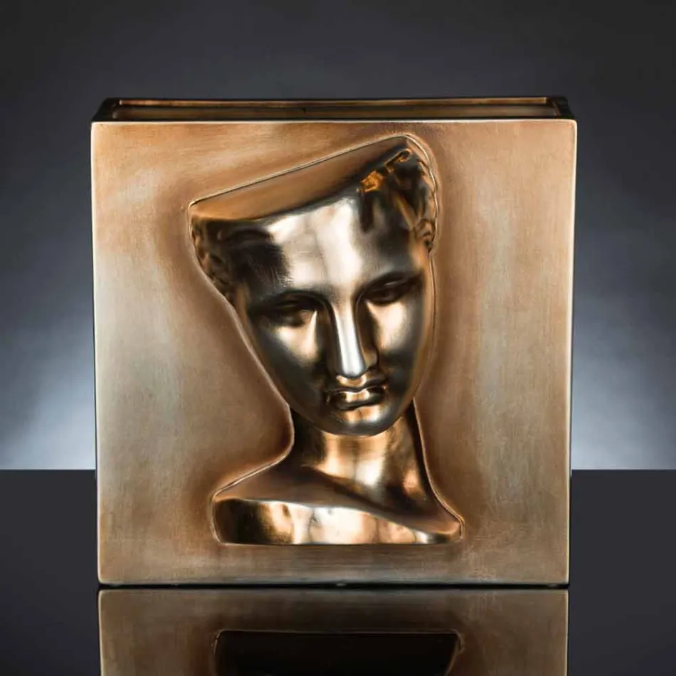 Vaza dreptunghiulară modernă din ceramică colorată realizată manual în Italia - Lucas Viadurini