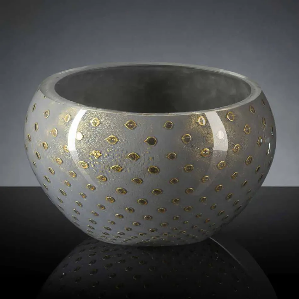 Vază de interior rotundă, din sticlă de Murano colorată, fabricată în Italia - Asper Viadurini