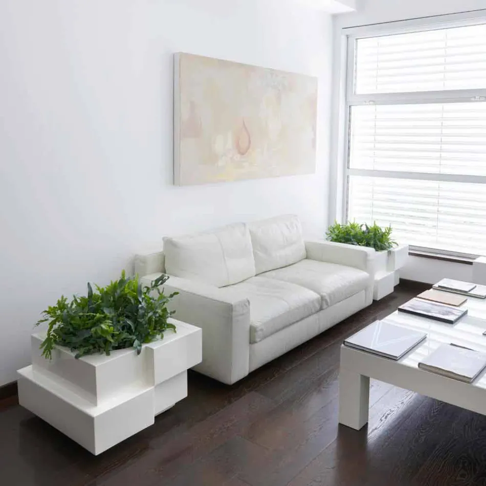 Vaza pe roți negru, alb Slide Cubic Yo neregulat modern făcut în Italia Viadurini