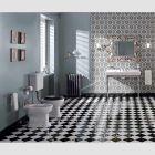 WC montat pe podea cu casetă din ceramică și scaun negru Made in Italy - Marwa Viadurini