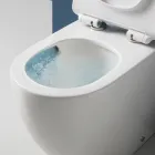 Toaletă ciclonică Aralia din ceramică albă, montată pe podea, cu capac cu închidere silențioasă Viadurini