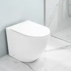 Toaletă ciclonică Aralia din ceramică albă, montată pe podea, cu capac cu închidere silențioasă Viadurini